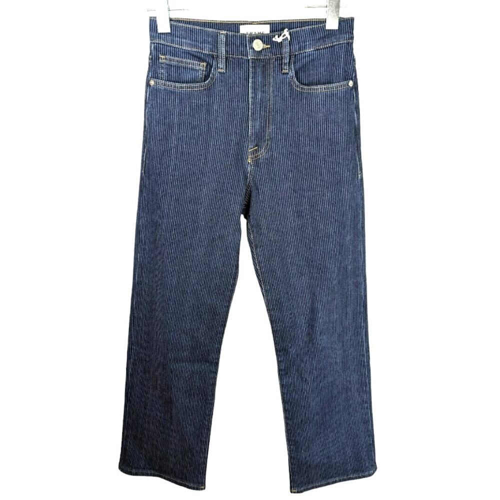 Frame Le Jane Crop Railroad Stripe High Waist Straight Leg Jeans Size 26 NWT